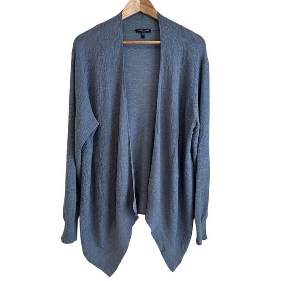 Eileen Fisher Woman Blue, Grey Lightweight Wool Open Waterfall Cardigan Size 1X - Picture 1 of 7
